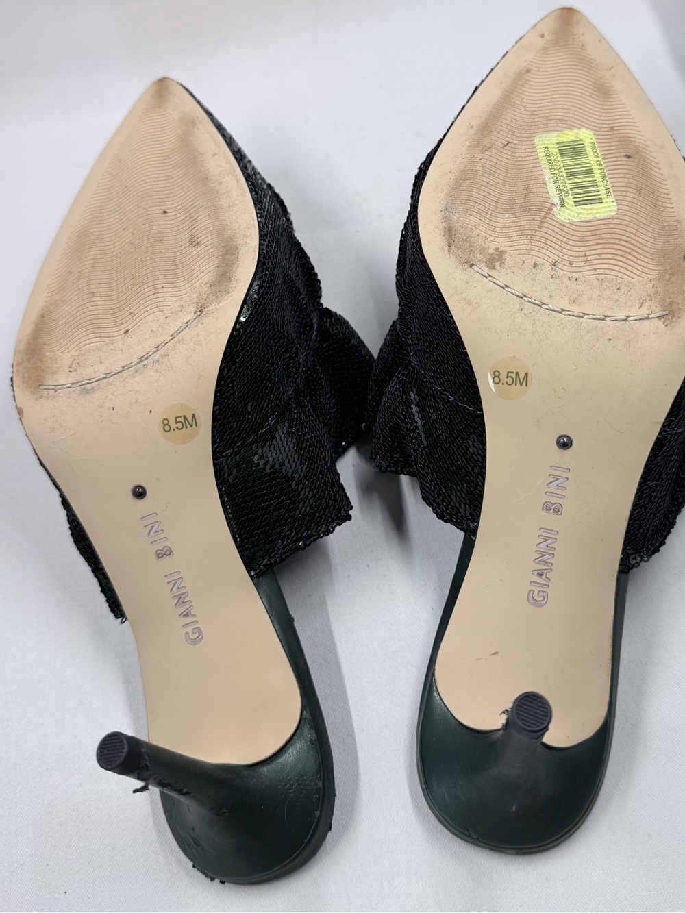 Gianni Bini Black Sequin Pointed Mules - Picture 3 of 4
